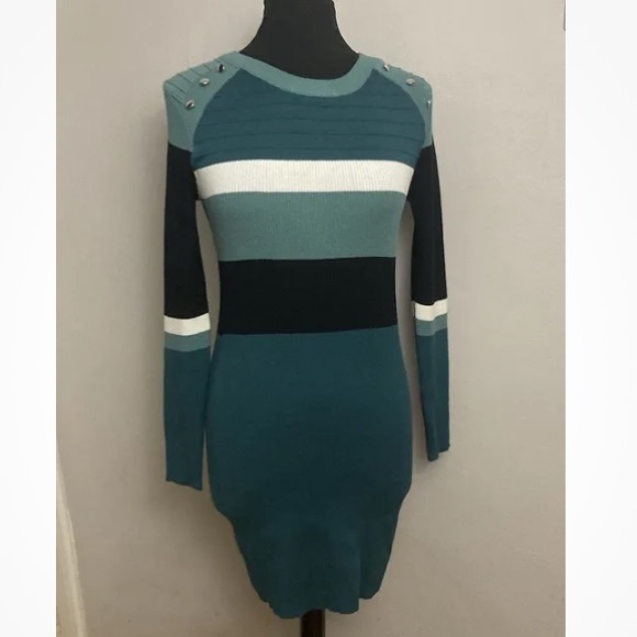 8-30 Allison Brittney Sweater Dress green Medium ribbed - Picture 1 of 3